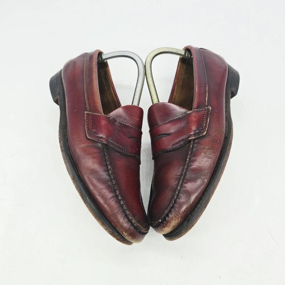 GH Bass Penny Loafers Mens 9 D  Red Burgundy Weejuns Leather Dress Shoes